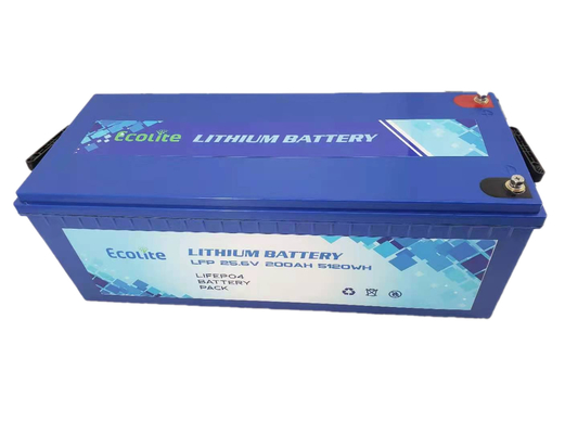 24V 200Ah LiFePO4 Lithiumbatterij Diepe cyclus Voor RV Caravan Boat Homes Outdoor