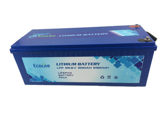 24V 200Ah LiFePO4 Lithiumbatterij Diepe cyclus Voor RV Caravan Boat Homes Outdoor