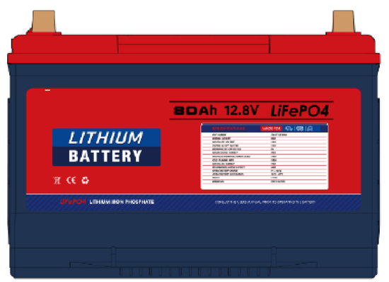 Lange levensduur LiFePO4 LFP 12.8V 80Ah Lithium Iron Phosphate Cranking Battery
