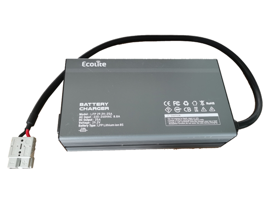LFP 29.2V 25A LiFePO4-lithiumbatterilader met LED-aanwijzing en automatische uitschakeling