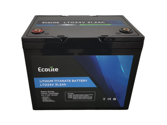 Hoge energie LTO 24V 31,2Ah Lithium Titanate Battery Pack Cyclusduur 10000 Voor lage temperatuur ontlading